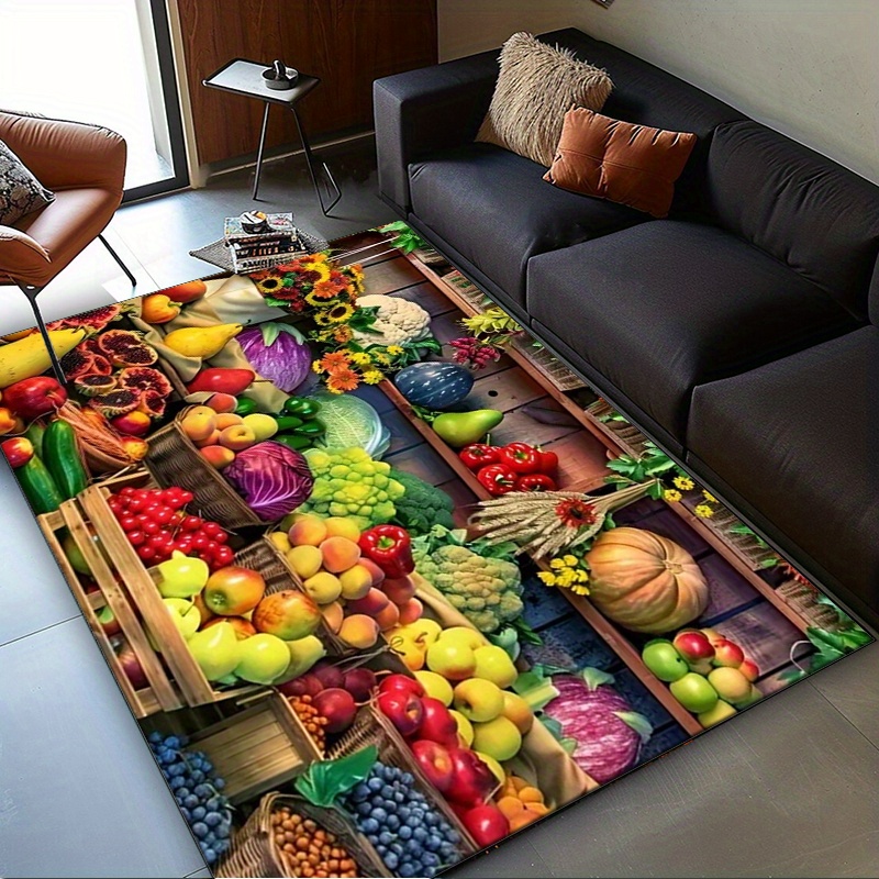 Home Textiles Market - Tapete Vibrante de Mercado de Frutas